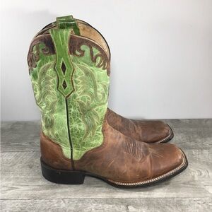 Mens J.B. Dillon JBM6005 Square Toe Goat Green Leather Western Boots Size 10 D